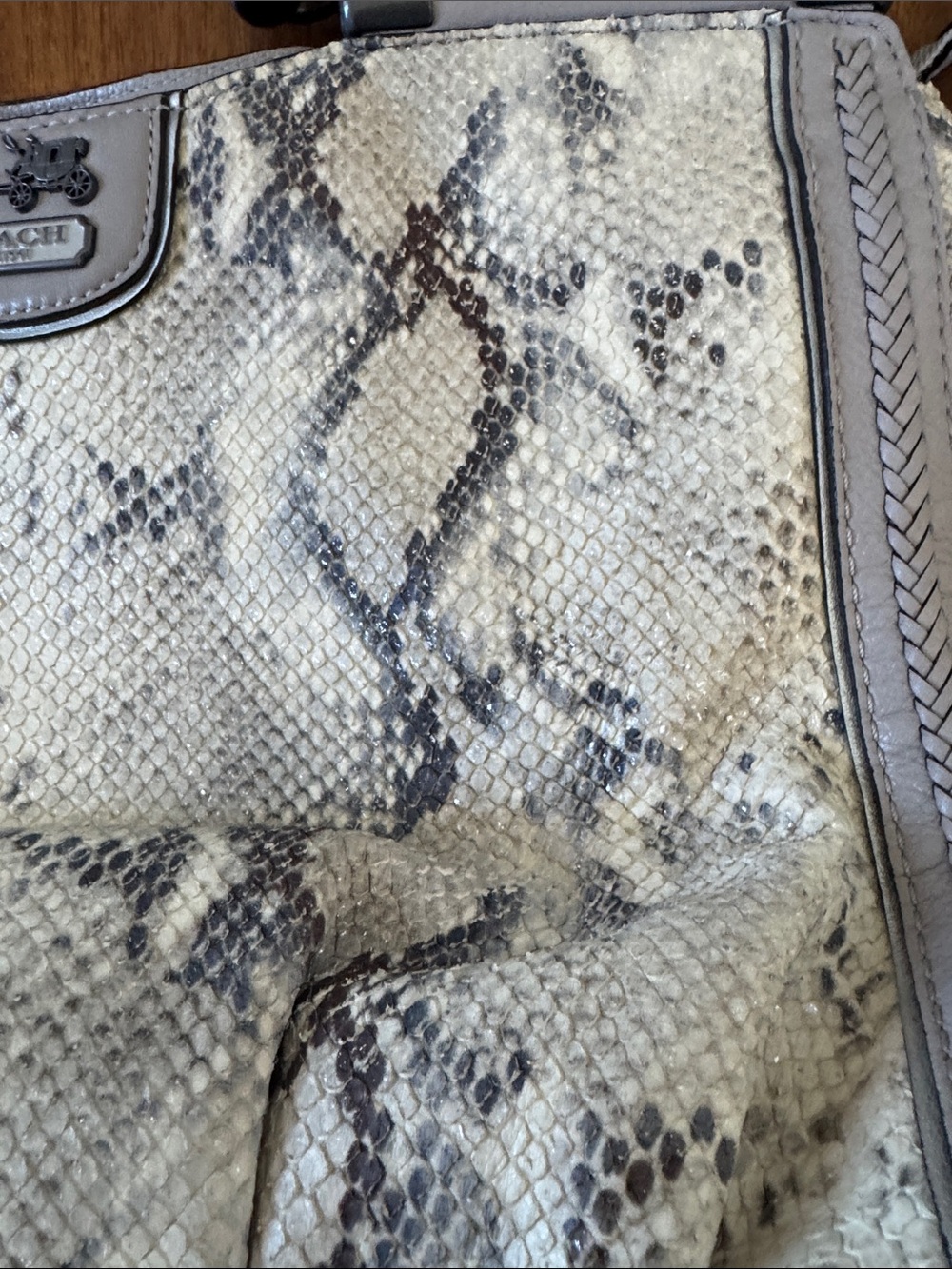 Coach Madison Pinnacle Satchel Python Embossed Leather Bag - Picture 9 of 11